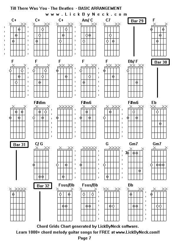 Chord Grids Chart of chord melody fingerstyle guitar song-Till There Was You - The Beatles  - BASIC ARRANGEMENT,generated by LickByNeck software.